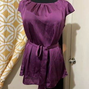 Worthington Sating Belted Zipper Blouse